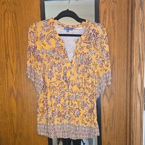 Democracy Yellow and Purple Floral Blouse